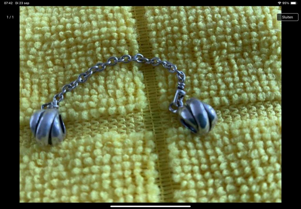 Pandora Veiligheids ketting, Verzenden, Zo goed als nieuw, Zilver, Pandora