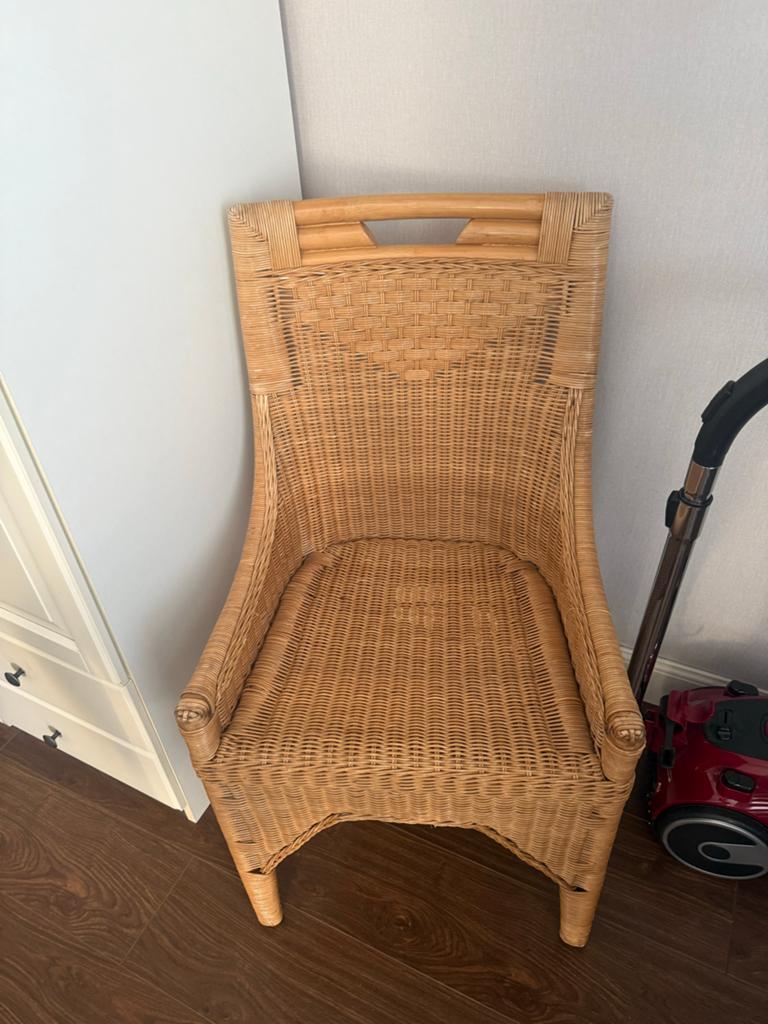 Rieten/rotan stoel - Vintage rieten eetkamerstoel, Antiek en Kunst, Antiek | Meubels | Stoelen en Banken, Ophalen