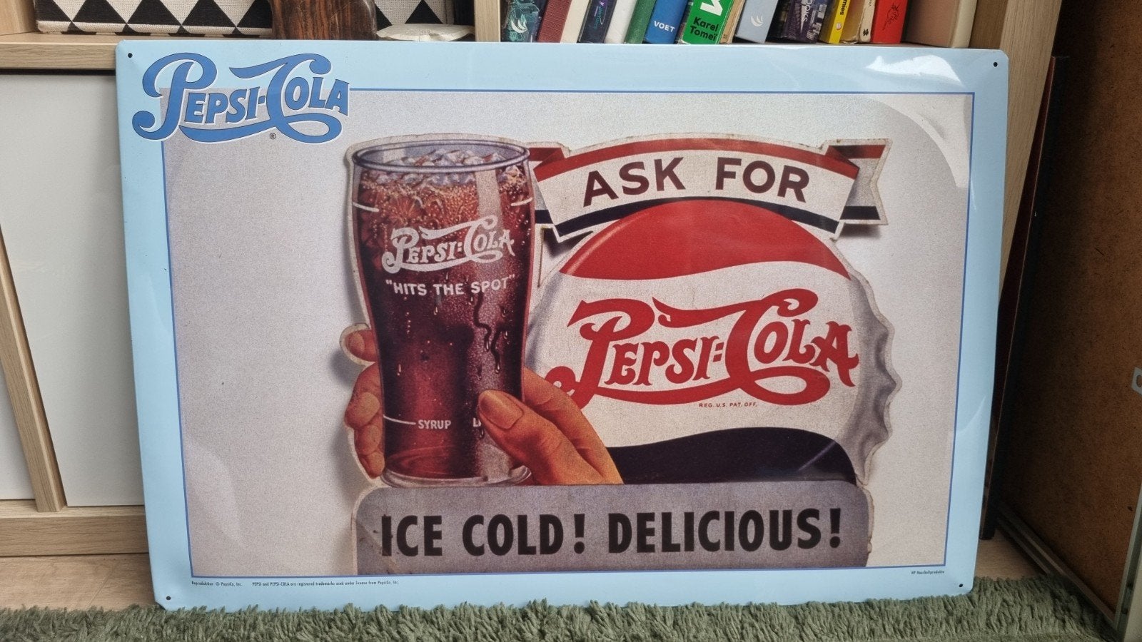 Vintage Pepsi-Cola Reclamebord - 60x40 cm, Ophalen of Verzenden, Gebruikt, Reclamebord