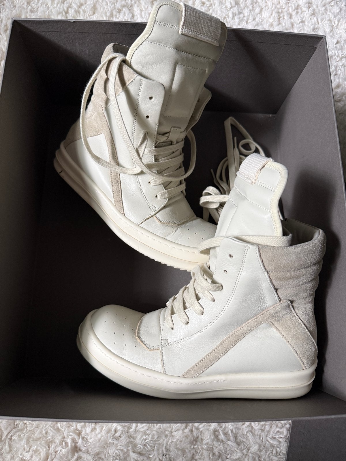 Rick Owens Geobasket sneakers - Maat 36,5, Ophalen of Verzenden, Zo goed als nieuw, Wit, Sneakers of Gympen