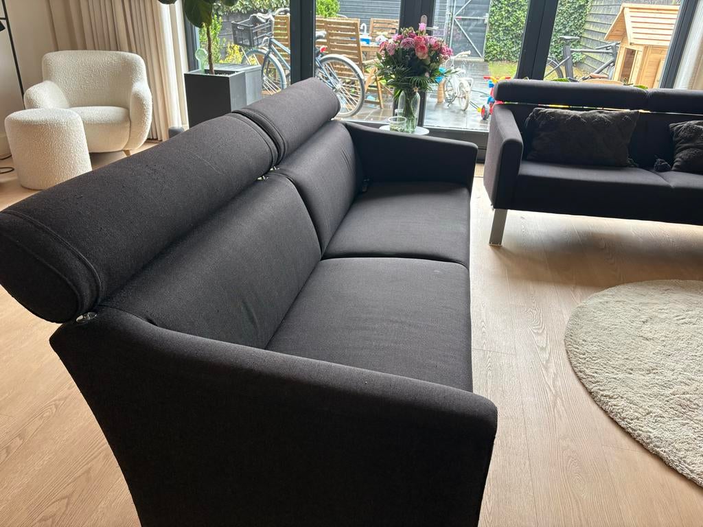 Leolux bank 3-sits met verstelbare hoofdsteunen, Ophalen, 150 tot 200 cm, Tweepersoons, 75 tot 100 cm