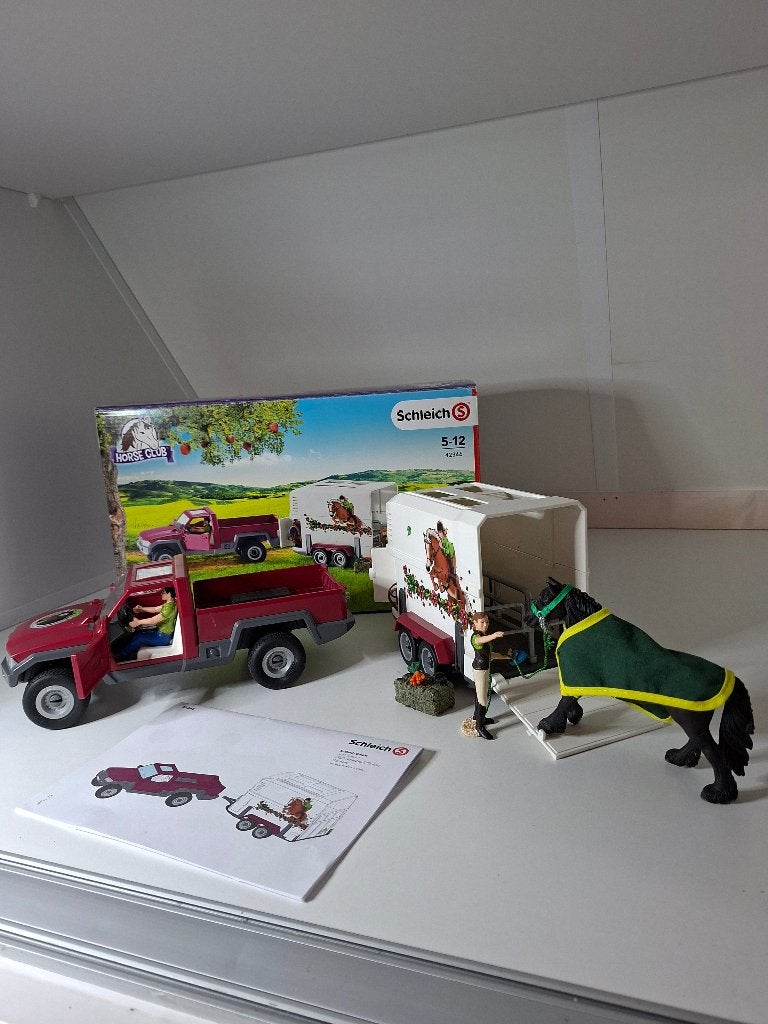 Pick-up truck met paardentrailer van Schleich, Ophalen of Verzenden, Gebruikt