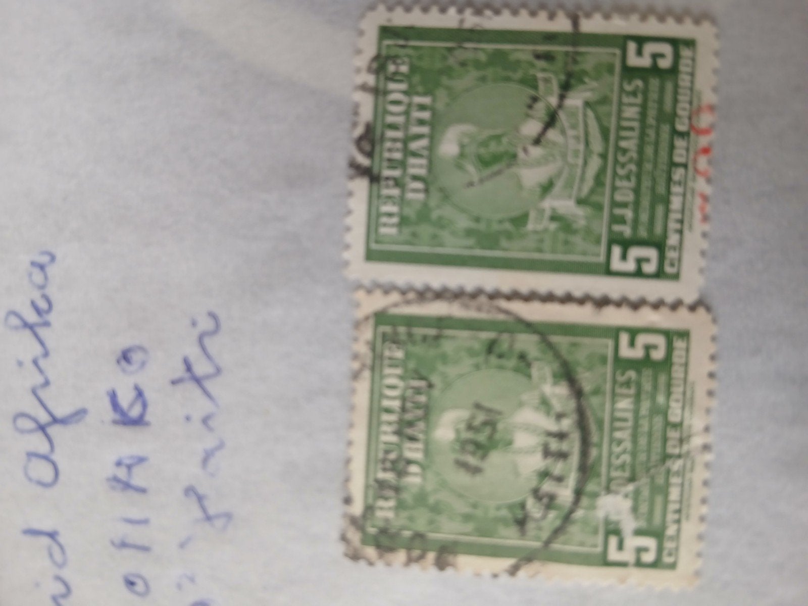 Twee postzegels van Haïti, 5 Centimes de Gourde, 1951, Ophalen of Verzenden, Noord-Amerika, Setje