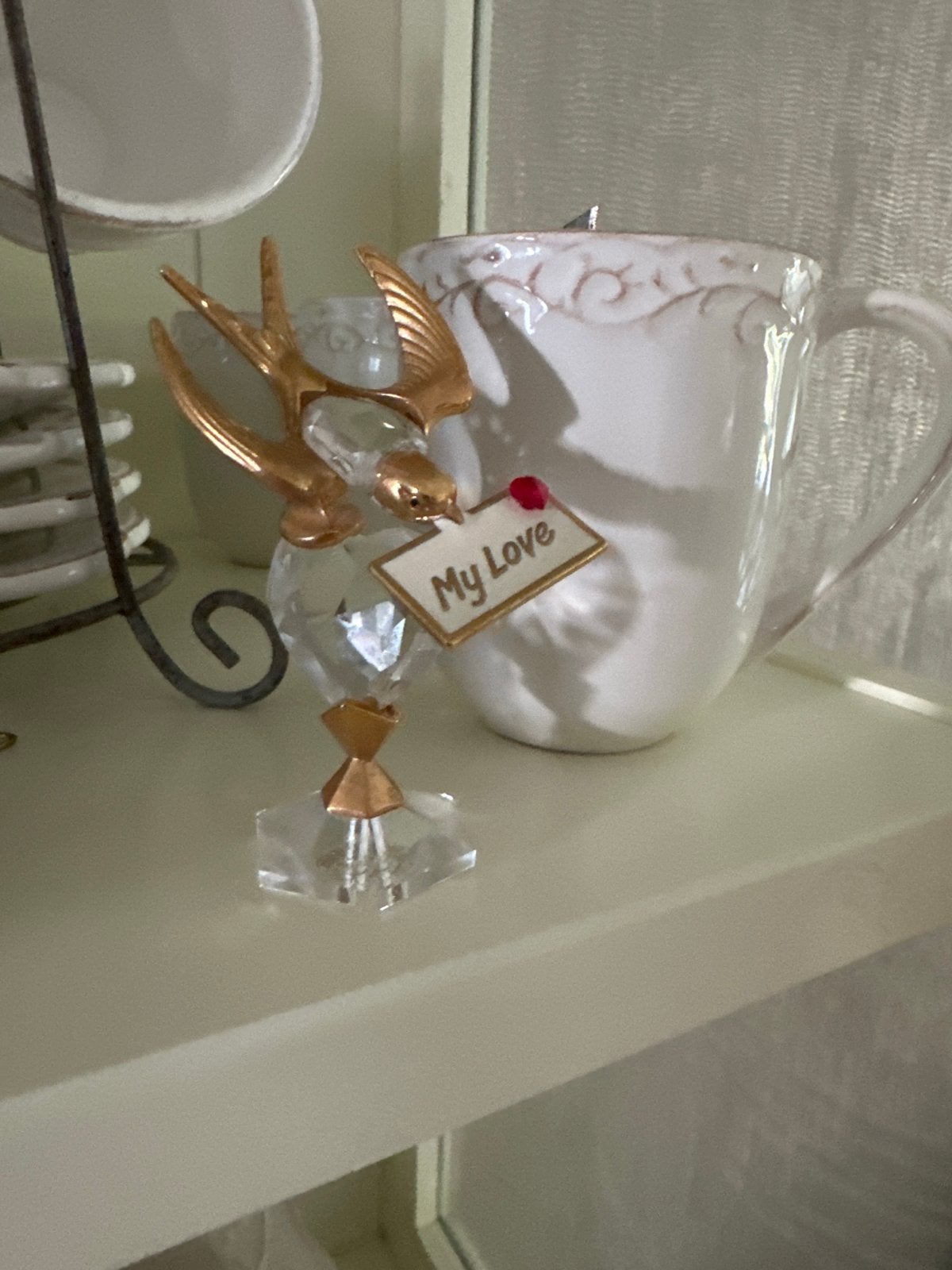 Swarovski Kristal Vogel "My Love" Figuur vaste orijs, Ophalen, Zo goed als nieuw, Figuurtje