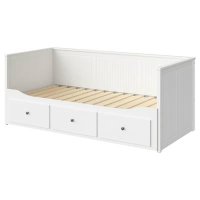 IKEA Hemnes bedbank uitschuifbaar incl zgan Abygda matras, Ophalen, Eenpersoons, Wit, Zo goed als nieuw