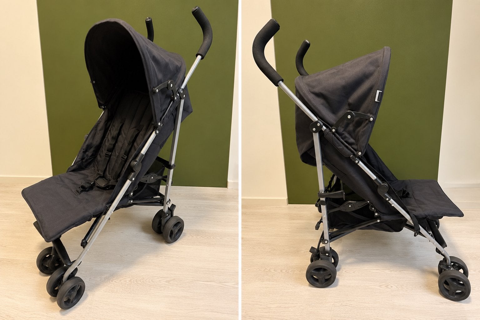 Compacte Zwarte Buggy - Ideaal voor Onderweg, Ophalen, Gebruikt, Overige merken, Verstelbare rugleuning