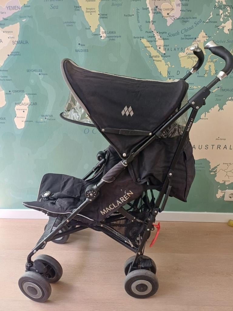 Maclaren Techno XT buggy in het zwart. , Ophalen, Gebruikt, Maclaren, Zonnekap