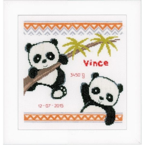 Borduurpakket Geboortetegel panda's pn0151934, ., Nieuw, Ophalen of Verzenden, .