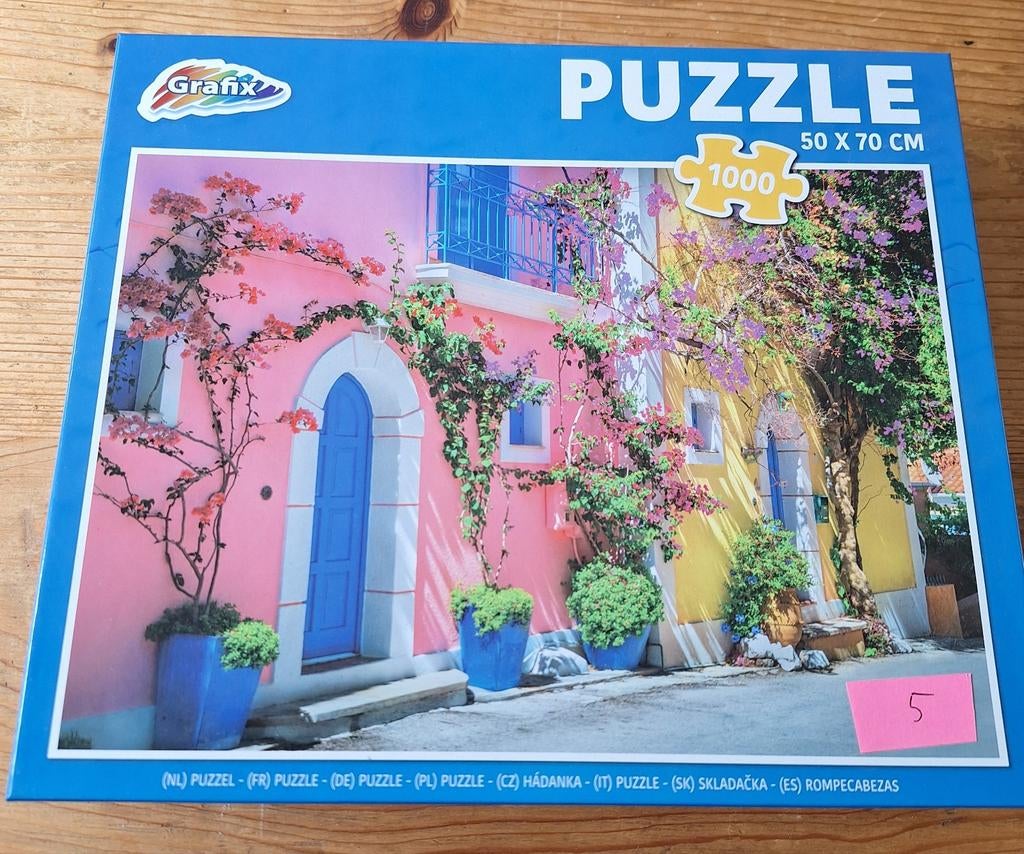 Grafix puzzel 1000 stukjes roze muur compleet, Ophalen of Verzenden, 500 t/m 1500 stukjes, Zo goed als nieuw