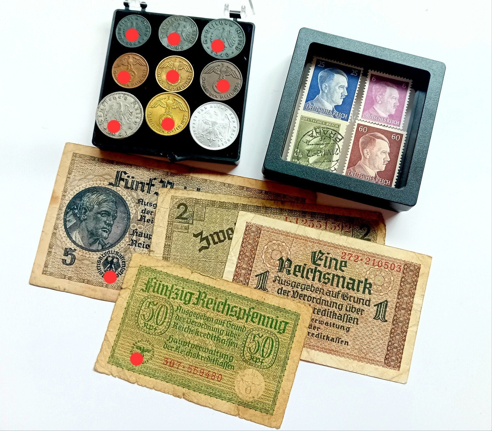 WO2 Set - Reichspfennig, Reichsmark Biljetten,zegels, Ophalen of Verzenden, Duitsland, Setje