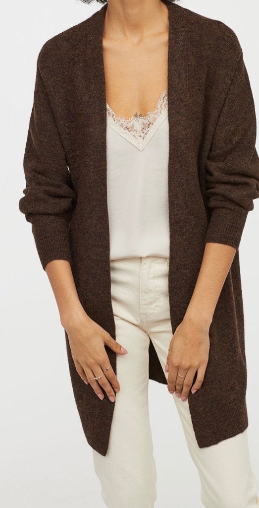 H&M lang donker bruin gebreid  vest maat XS nieuw, H&M, Bruin, Nieuw, Ophalen of Verzenden