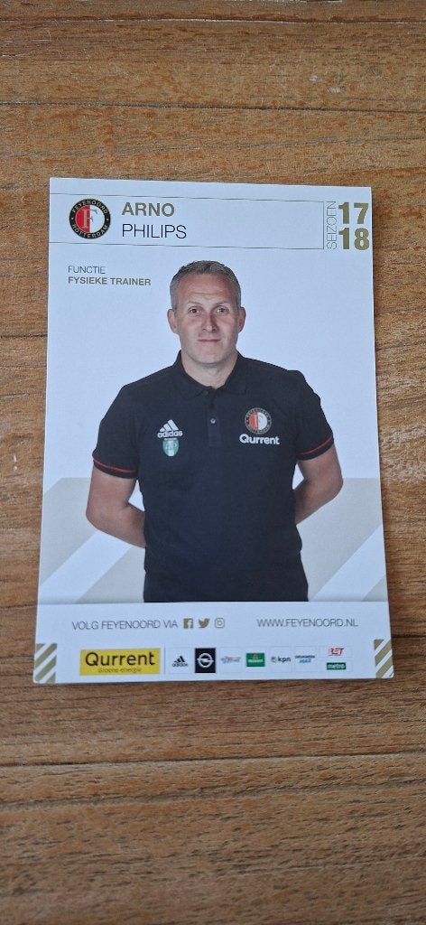 Spelerskaart; Arno Phillips # Feyenoord Rotterdam / PSV, Ophalen of Verzenden, Nieuw, Feyenoord, Spelerskaart