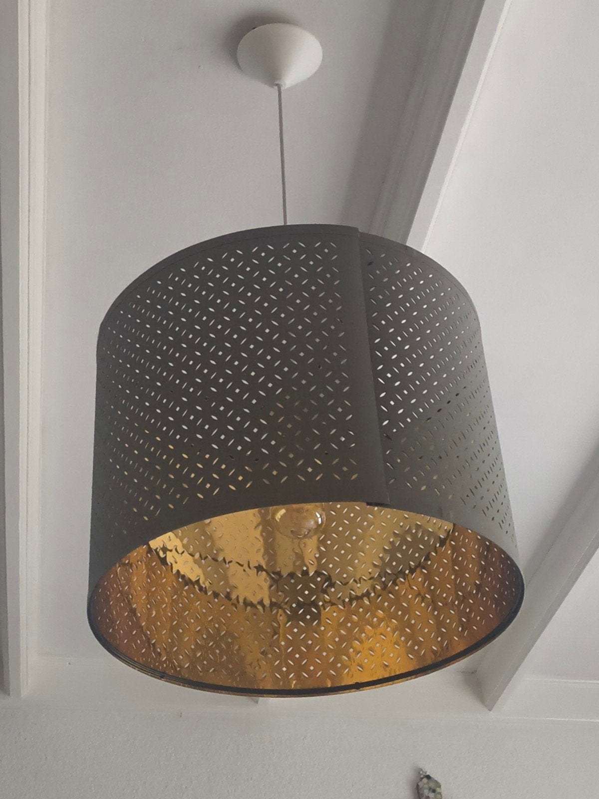 Hanglamp olijf groen met goud, Huis en Inrichting, Lampen | Hanglampen, Ophalen, Gebruikt, Minder dan 50 cm