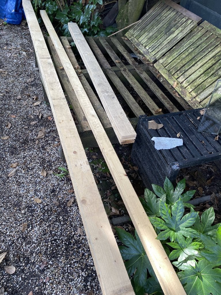 Te koop: lange vuren houten latten, Ophalen, Gebruikt, Minder dan 25 mm, Plank
