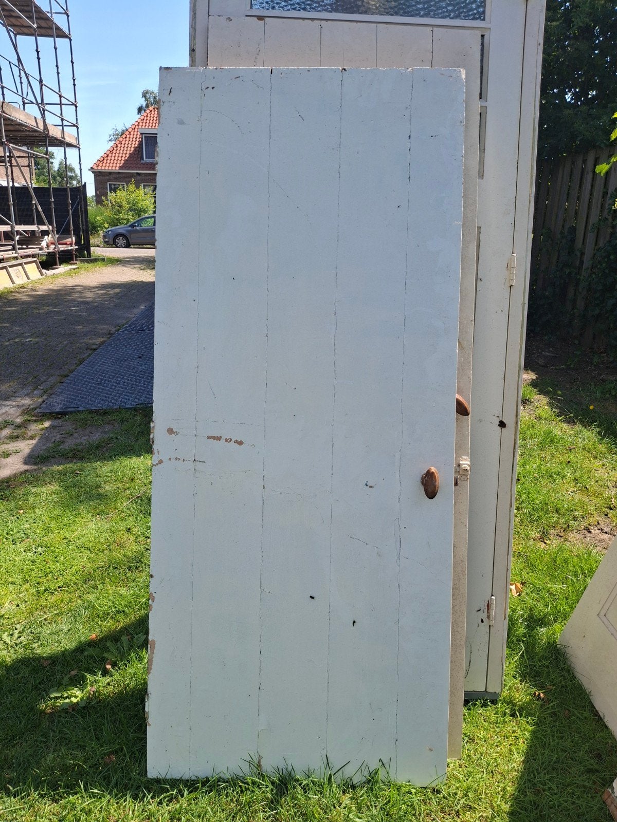 Oude houten deuren met knop - Vintage binnendeur, Ophalen, Gebruikt, Binnendeur, 200 tot 215 cm