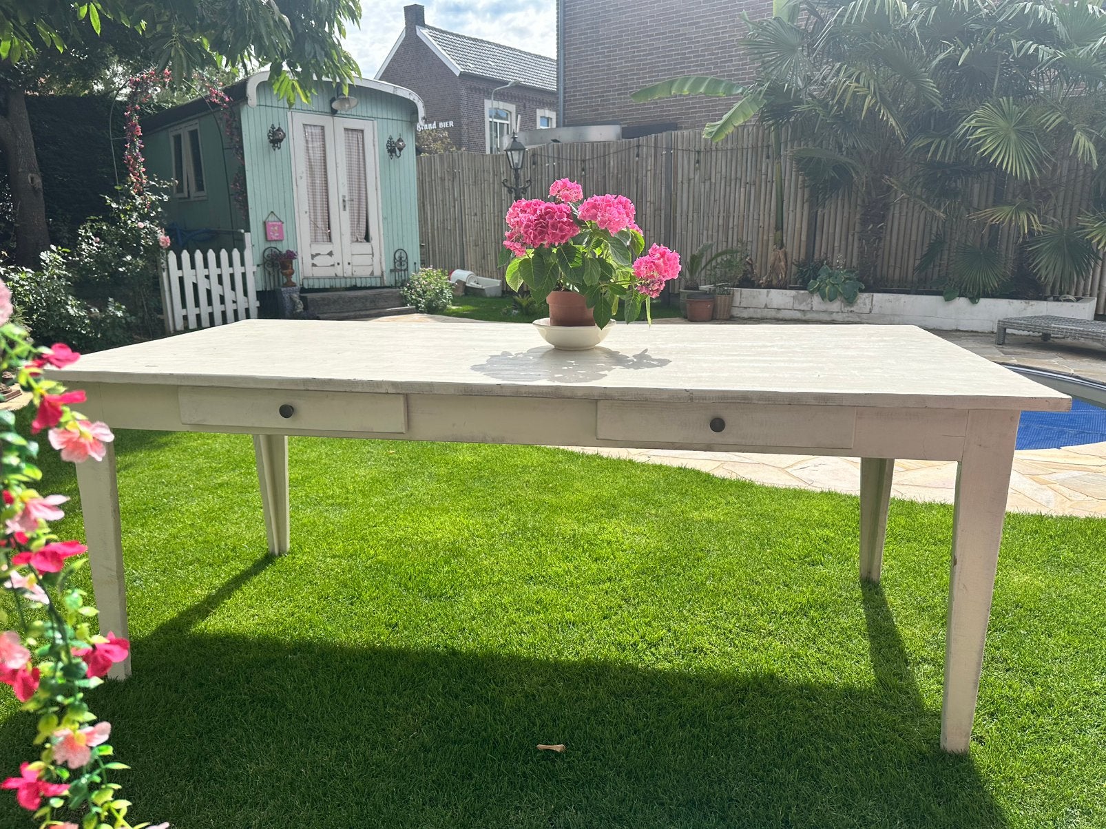 Brocante tafel, Ophalen, Gebruikt, 200 cm of meer, 50 tot 100 cm