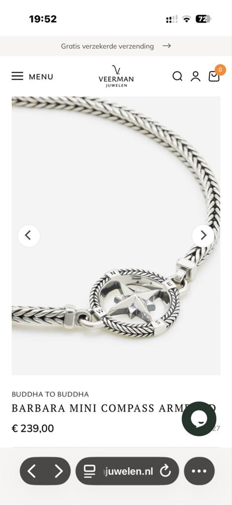 Buddha to Buddha Barbara Mini Kompas Armband Zilver, Ophalen of Verzenden, Zo goed als nieuw, Zilver
