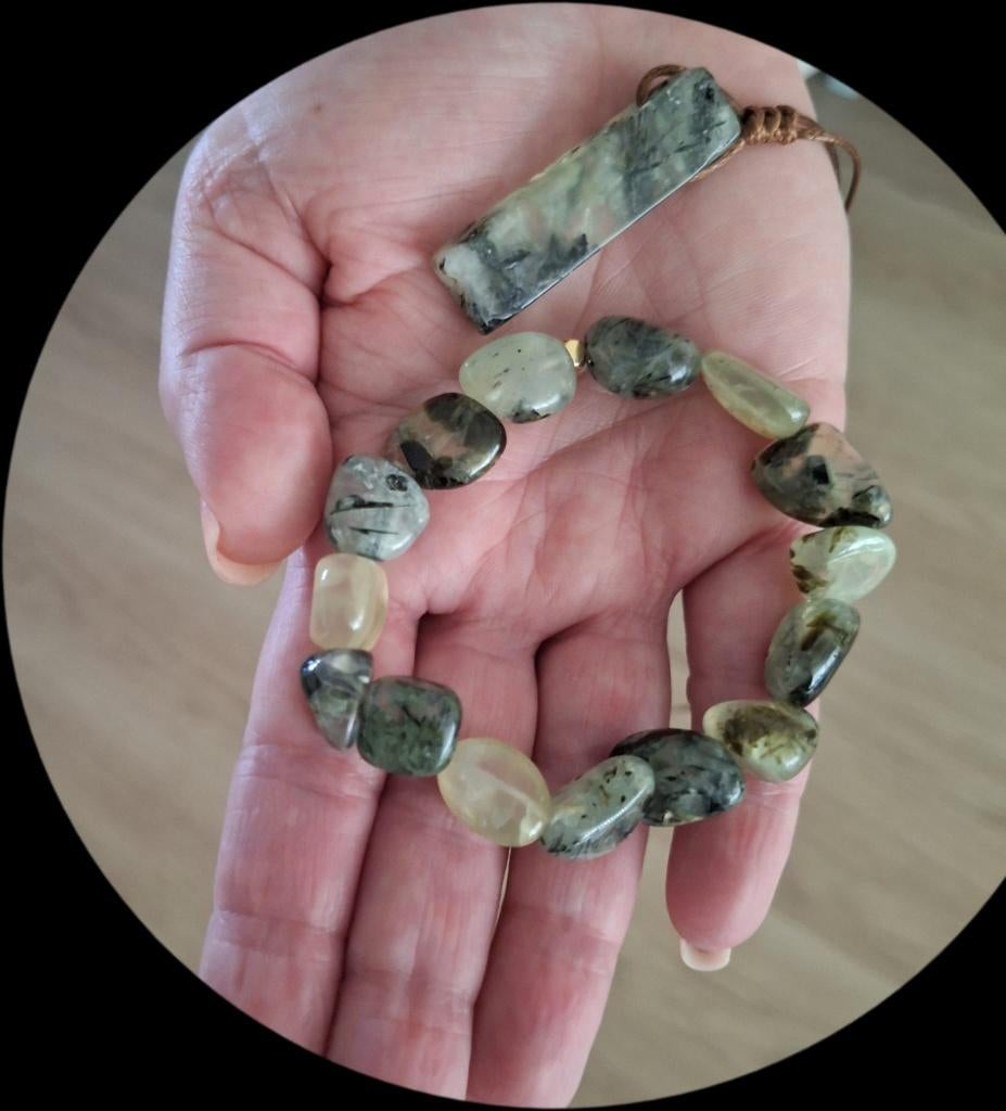 Prehniet armband, nugget (groot), Ophalen of Verzenden, Nieuw