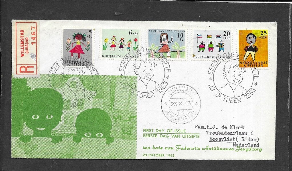 Antillen, FDC 1963, gestempeld, Postzegels en Munten, Postzegels | Nederlandse Antillen en Aruba, Verzenden, Gestempeld