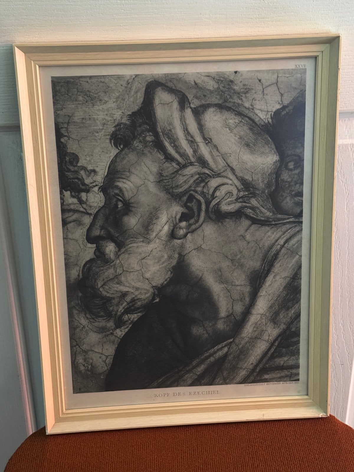Reproductie: "Kopf des Ezechiel" i.g.st. (originele.lijst)., Antiek en Kunst, Kunst | Etsen en Gravures, Ophalen of Verzenden