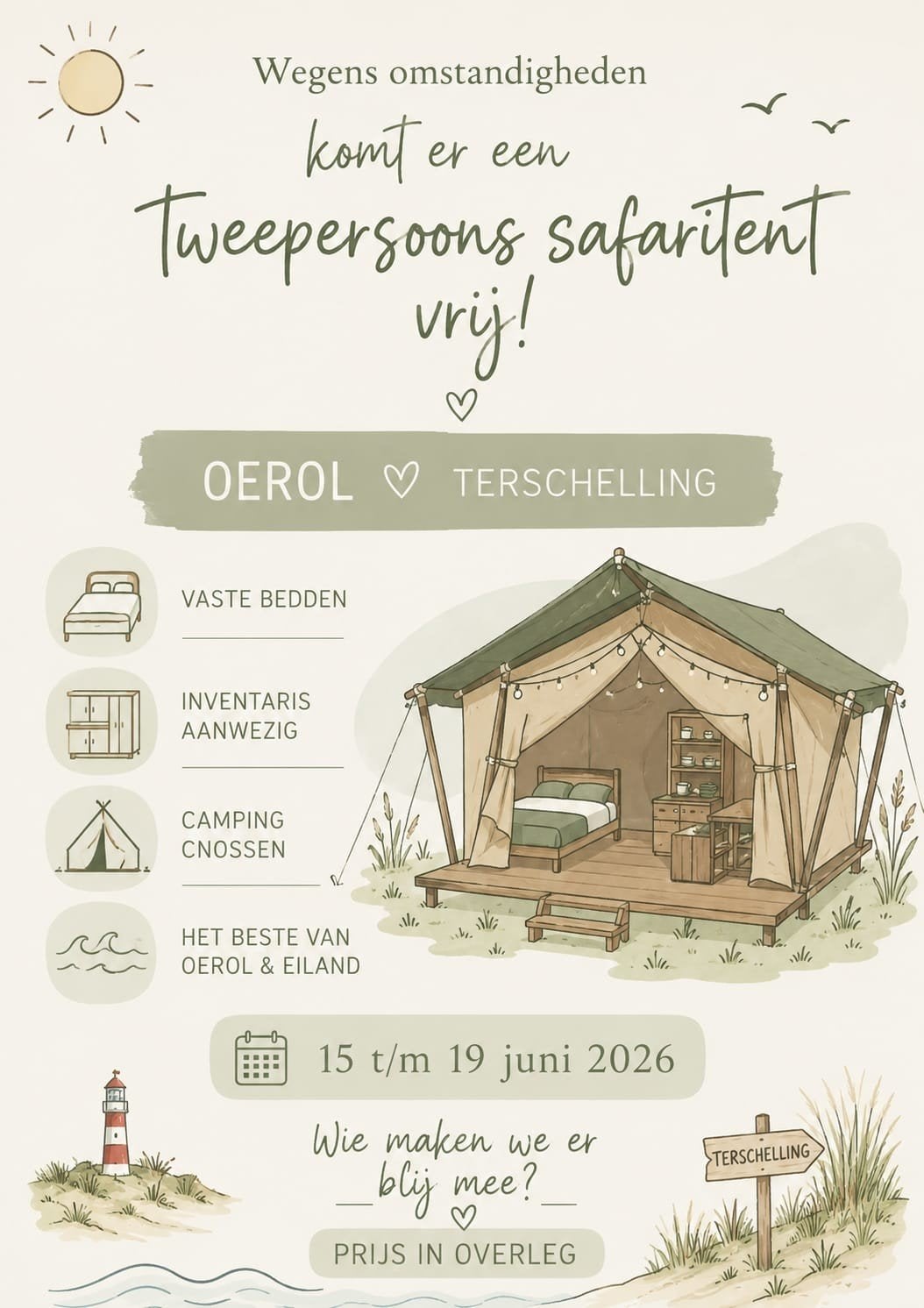 ️ Oerol 2026: ingerichte tent, Vakantie, Vakantie | Kunst en Cultuur