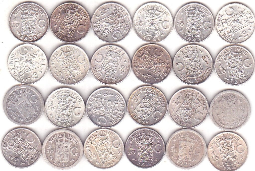 NEDERLANDS - INDIE 1/10 GULDEN DIVERSE JAREN, Ophalen of Verzenden, Koningin Wilhelmina, 10 cent