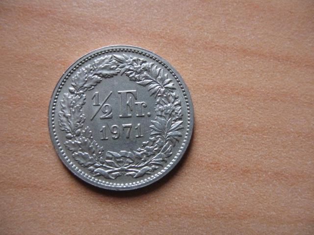 Zwitserland halve frank 1971 0,5 franc, Postzegels en Munten, Munten | Europa | Niet-Euromunten, Verzenden, Overige landen, Losse munt