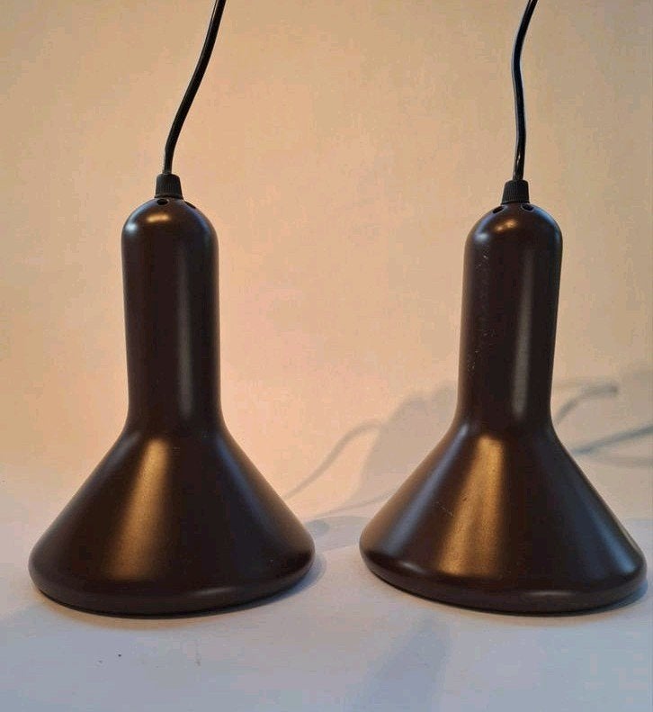 Set BruineVintage Retro Hanglampen, Ophalen, Zo goed als nieuw, Metaal