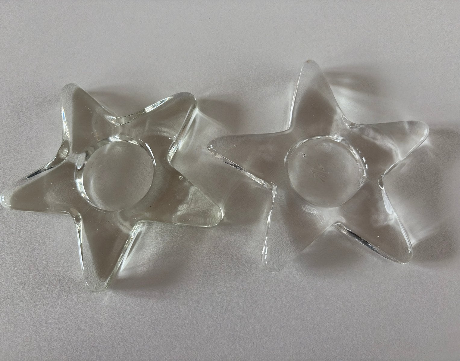 2x Glazen Waxinelichthouder Ster, Huis en Inrichting, Ophalen of Verzenden, Gebruikt, Glas, Waxinelichthouder