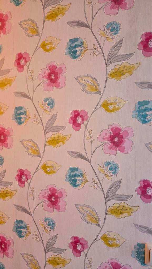 Rasch Bloemen Behang - Romantisch & Kleurrijk, Huis en Inrichting, Stoffering | Behang, Ophalen, Minder dan 10 m², Blauw, Bloemen, Romantisch, Klassiek