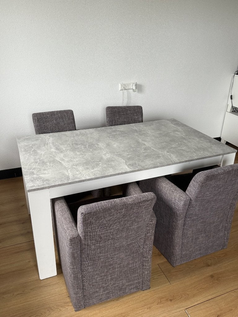 Eettafel 160x90 met 4 stoelen, Huis en Inrichting, Tafels | Eettafels, Ophalen, Gebruikt, 50 tot 100 cm, 150 tot 200 cm
