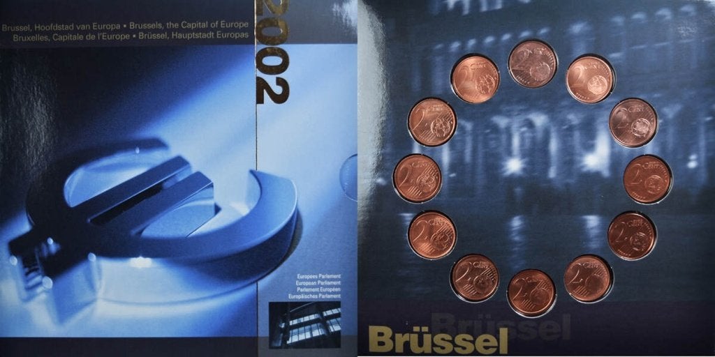 België Brussel set 2002 met 12x 1 en 2 eurocent BU, Ophalen of Verzenden, België, Overige waardes, Setje