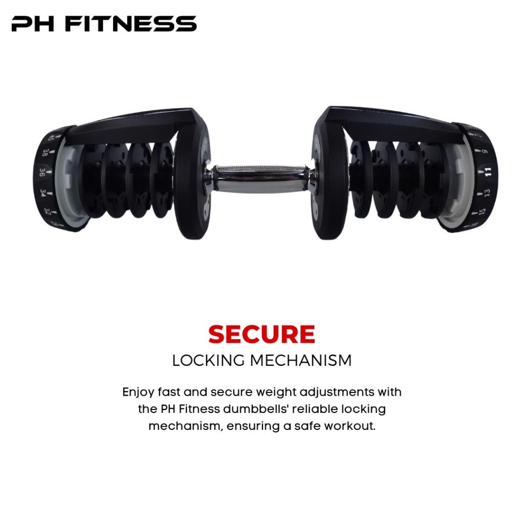 REFURBISHED DEAL PH Fitness - 2x 40KG Verstelbare Dumbbells, PH Fitness, Nieuw, Ophalen of Verzenden, Info@phfitness.nl