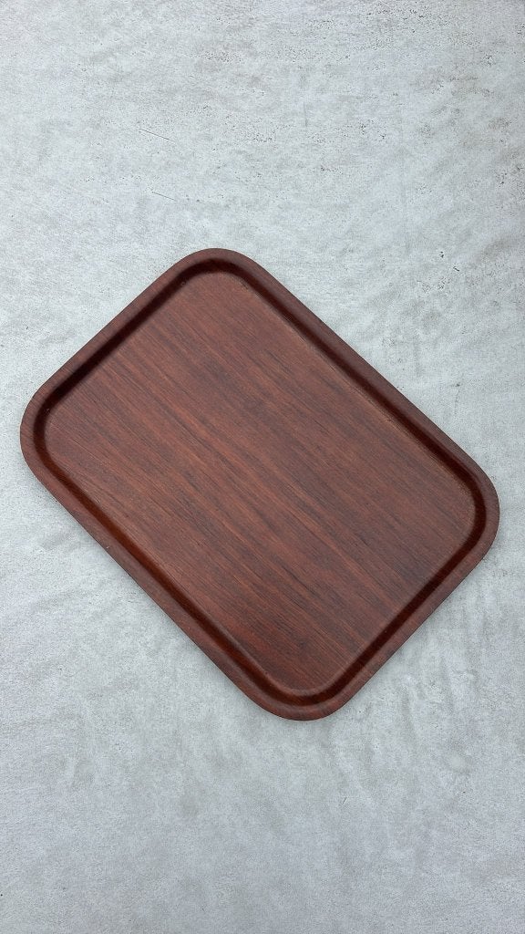 Vintage Deens Teakhout Dienblad, Mid-Century Design, 44x33cm, Huis en Inrichting, Gebruikt, Afgeronde hoeken, Ophalen of Verzenden