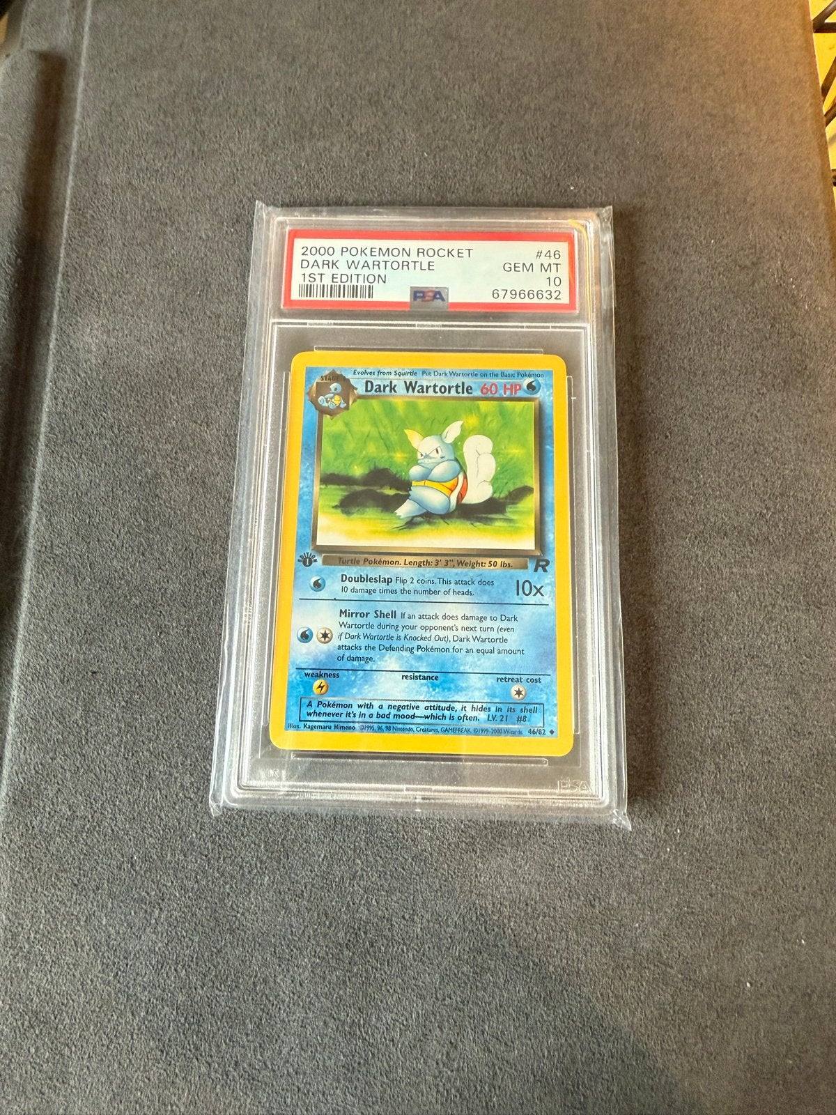 PSA 10 GEM MT Dark Wartortle #46 2000 Pokemon Rocket, Ophalen of Verzenden, Nieuw, Losse kaart