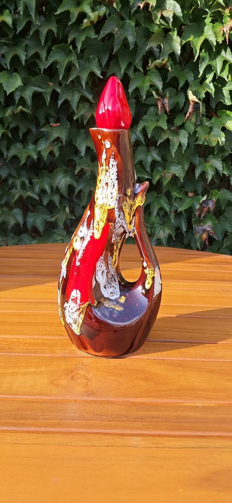 Zeldzame vintage Vallauris karaf met stop 37 cm – Fat Lava r, Ophalen of Verzenden