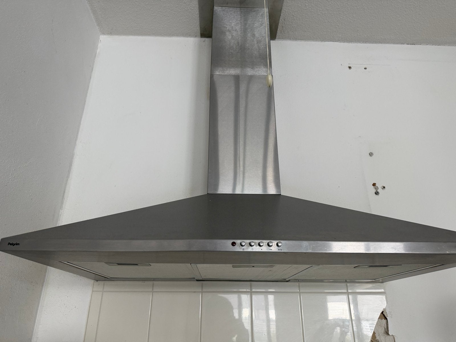 Pelgrim RVS Wandschouw Afzuigkap Piramidemodel, Gebruikt, Wandschouwkap, ., Ophalen of Verzenden