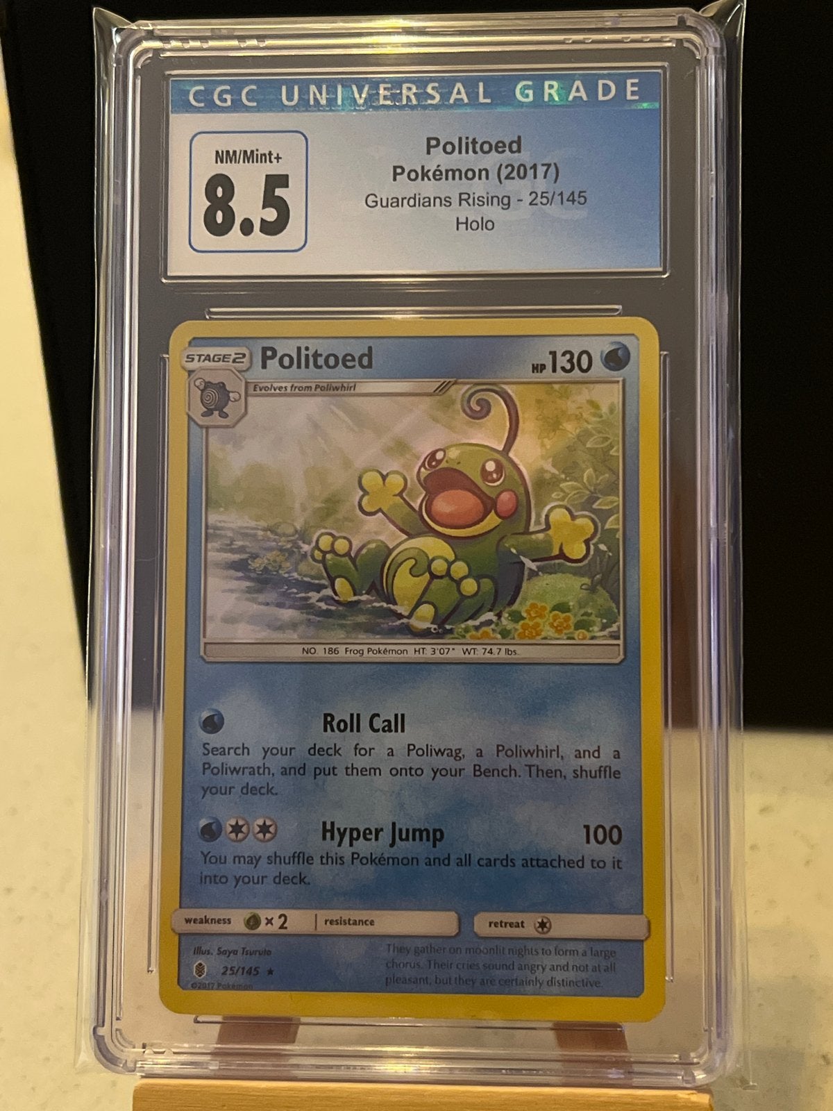 Politoed Pokémon Kaart CGC 8.5 NM/Mint+ Holo Guardians Risin, Ophalen of Verzenden, Zo goed als nieuw, Losse kaart, Foil