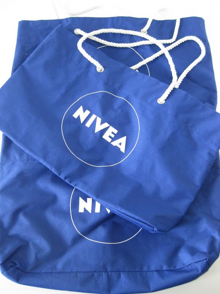Nivea Shoppertas/Strandtas blauw canvas 3 stuks 48 x 30 x 10, Ophalen of Verzenden, Nieuw