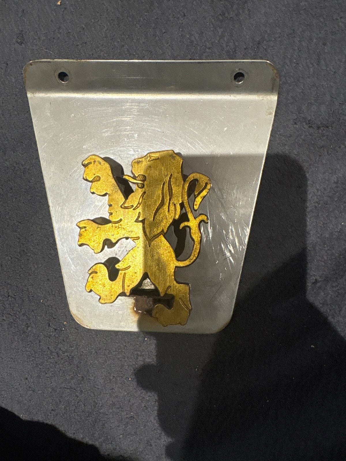 Peugeot Leeuw Embleem - brommer  rvs spatbord, Ophalen of Verzenden, Gebruikt, Peugeot