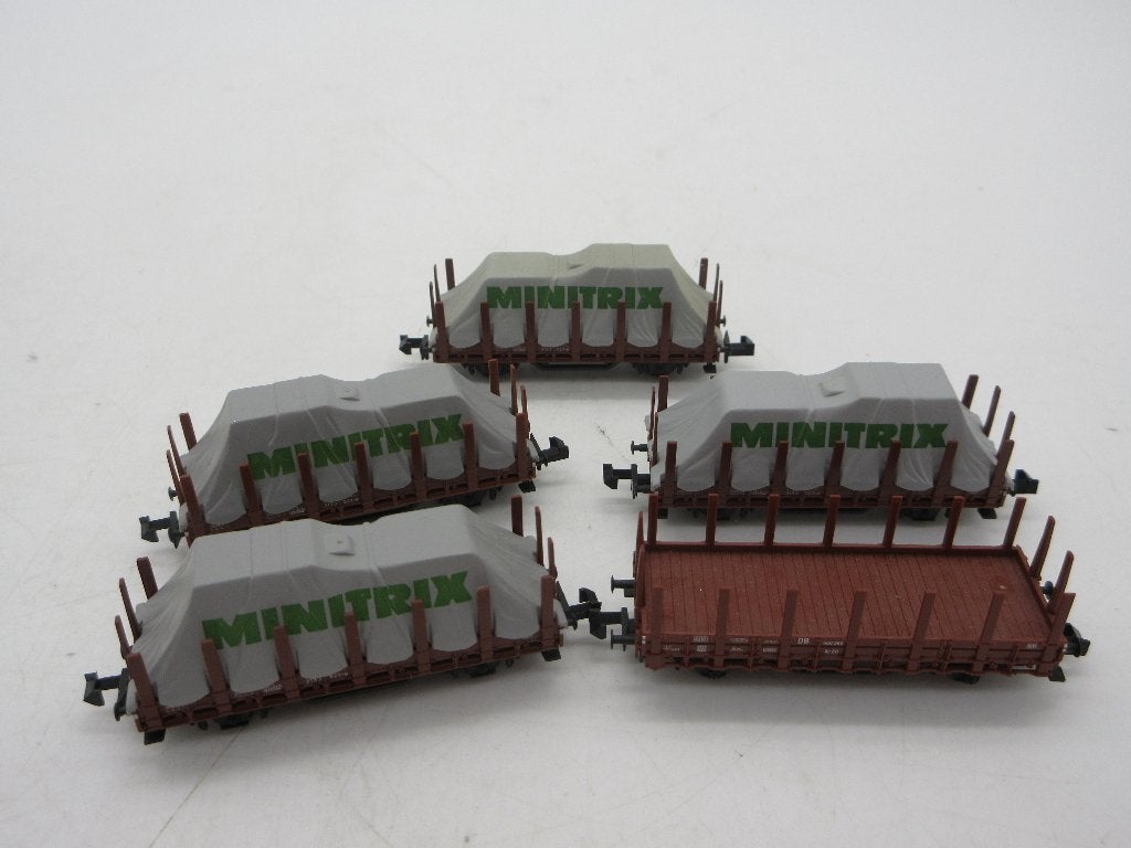 Minitrix/Fleischmann N - 5 rongenwagens van de DB, Overige merken, Gelijkstroom, Wagon, Ophalen of Verzenden