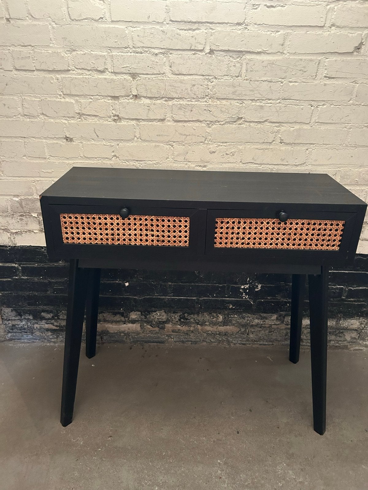 Zwart kastje met rotan lades van Xenos, Ophalen, Gebruikt, 75 cm of meer, 60 cm of meer