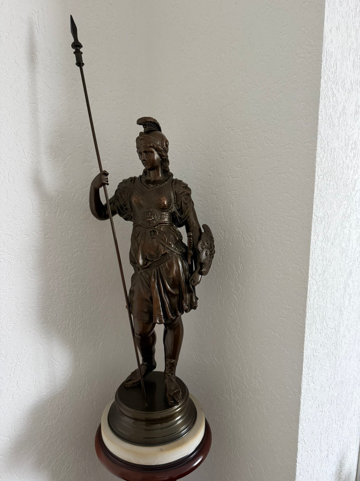 Prachtig Groot Bronzen Beeld – Godin Athena Giustiniani, Ophalen, Art nouveau, 50 - 100 cm, Brons