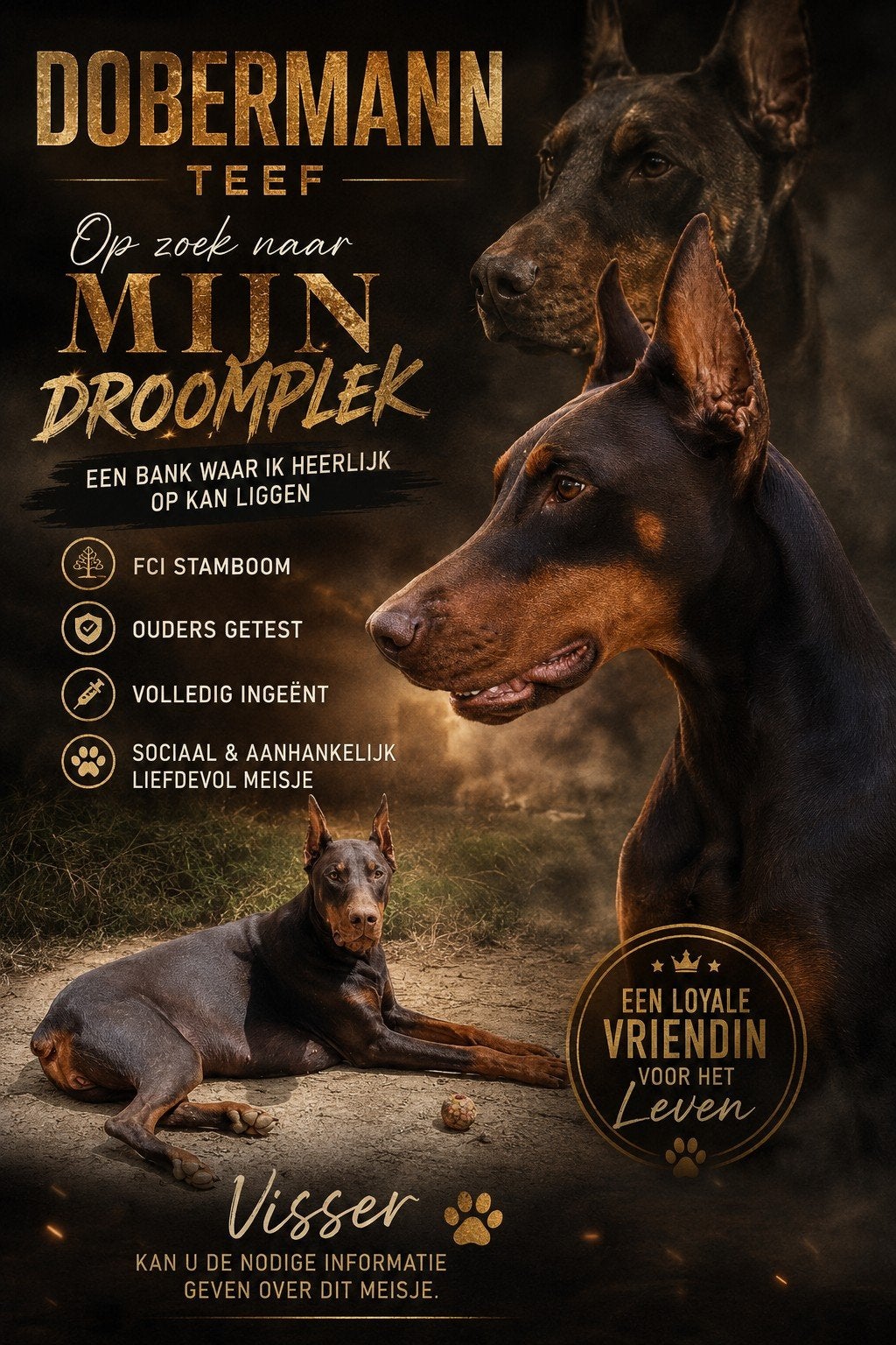Mooi Dobermann teefjes met FCI stamboom, Particulier, 15 weken tot 1 jaar, Overige rassen, Buitenland