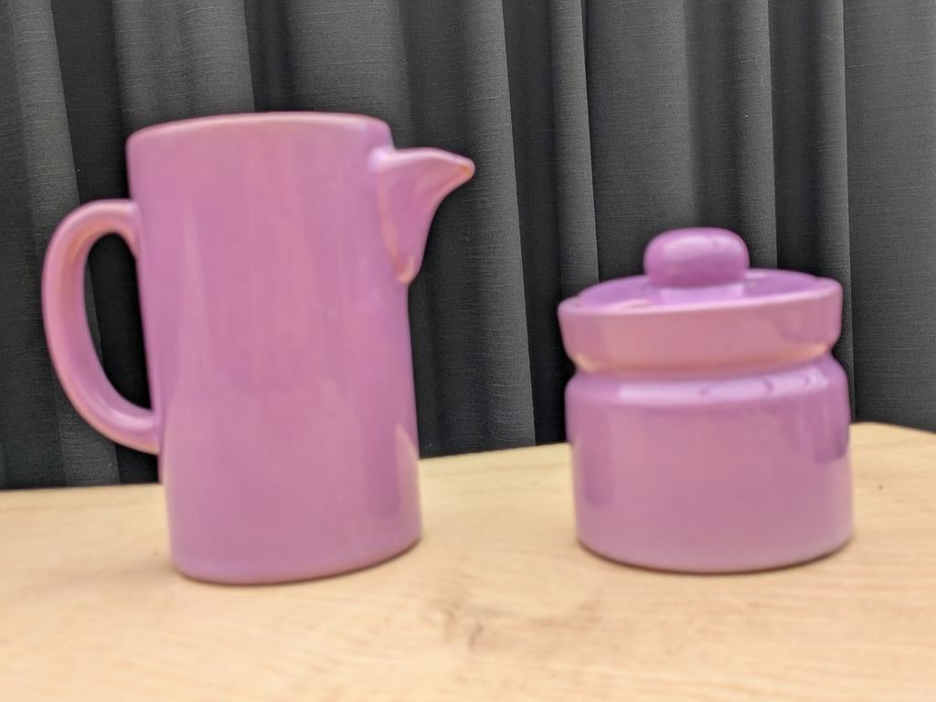 Vintage Lila Melkkan en Suikerpot Set, Ophalen of Verzenden