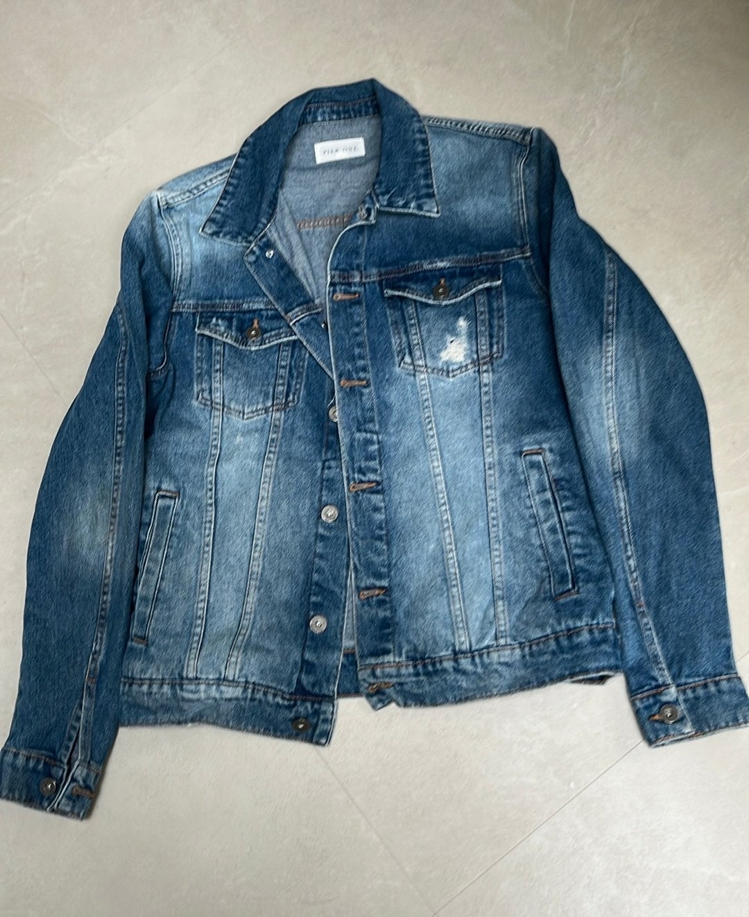 Spijkerjas , maat M, Kleding | Heren, Ophalen of Verzenden, Zo goed als nieuw, Blauw