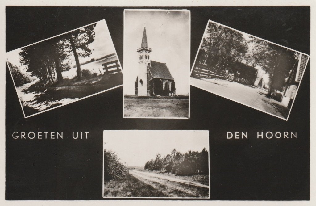 DEN HOORN Landschap Kerk Straat Groet, Verzenden, 1940 tot 1960, Gelopen, Waddeneilanden
