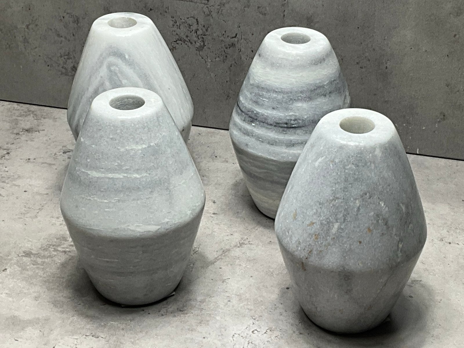 4 Marmeren vaasjes/kandelaars - Hoogte 15cm, Ophalen, Nieuw