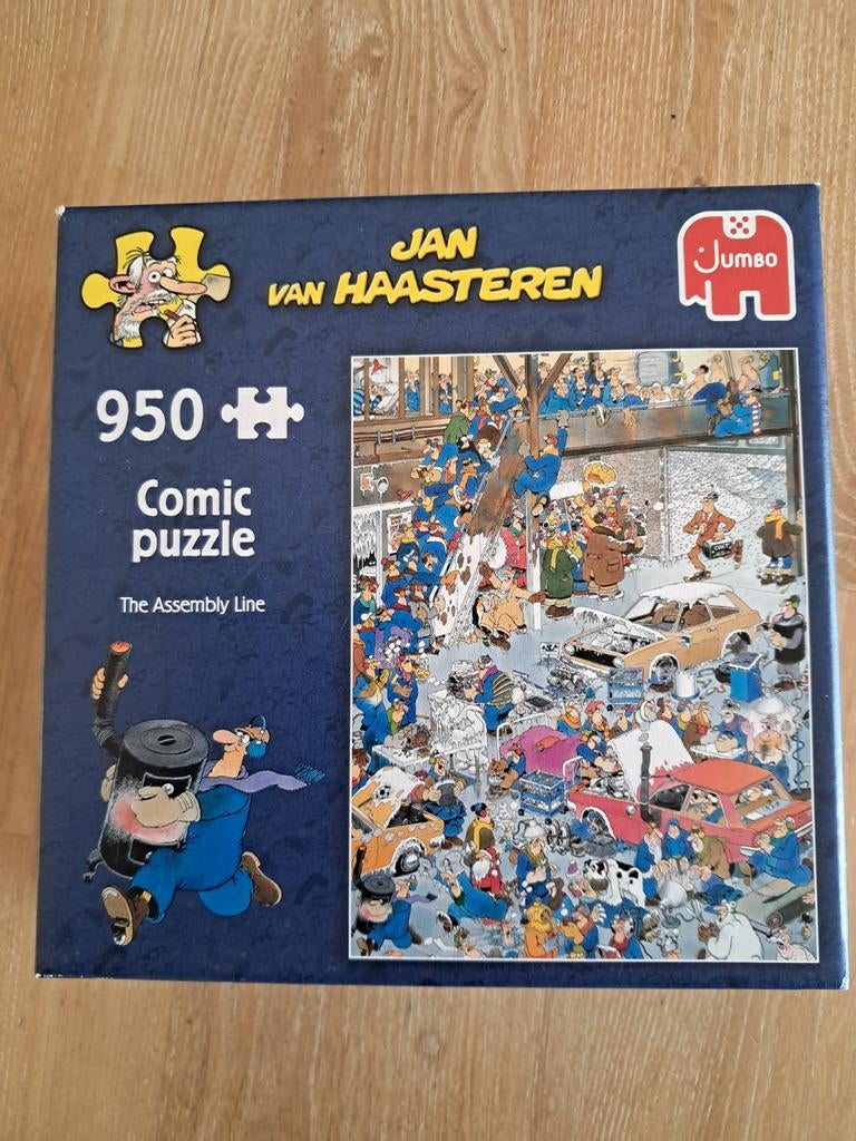 Jan van Haasteren puzzel, The assembly line, 950 stukjes, Ophalen of Verzenden, 500 t/m 1500 stukjes, Zo goed als nieuw