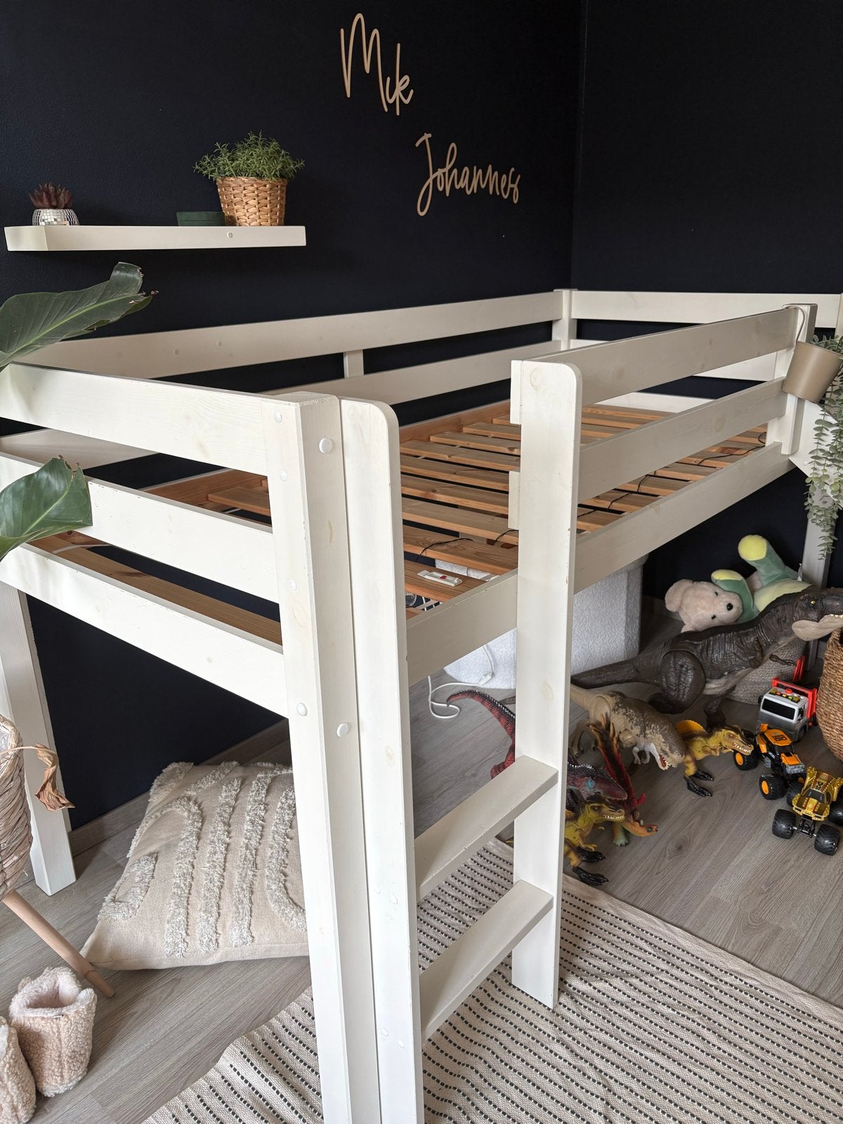 Halfhoogslaper met glijbaan - Wit, Ophalen, Gebruikt, 90 cm, Eenpersoons